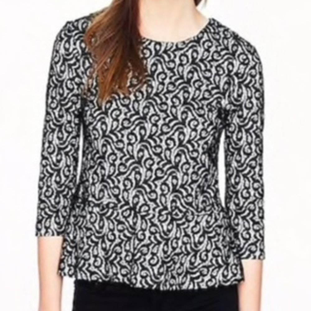 J. Crew Lace Peplum 3/4 Sleeve Top Size Medium